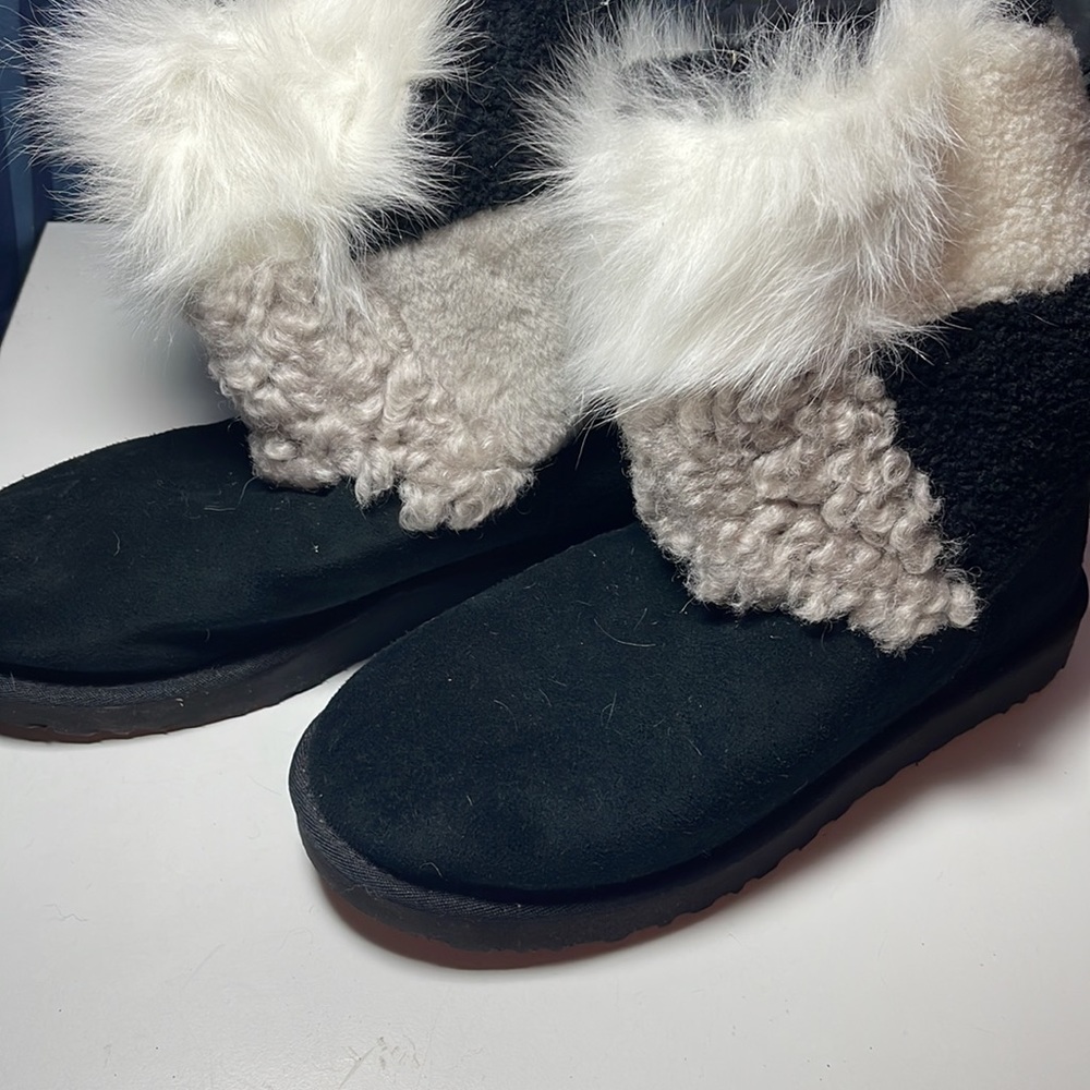Ugg Classic Short Patchwork Fluff Black Boots - image 1